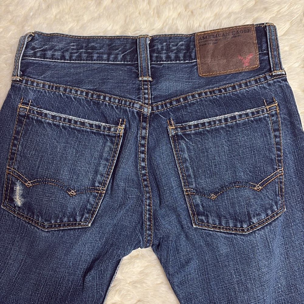 American Eagle Outfitters Men's Dark Wash Straight Jeans - Picture 7 of 7